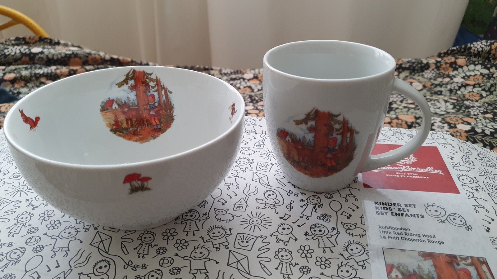Roodkapje eerste kinder servies mok+kom - Weimar Porzellan, Ophalen of Verzenden
