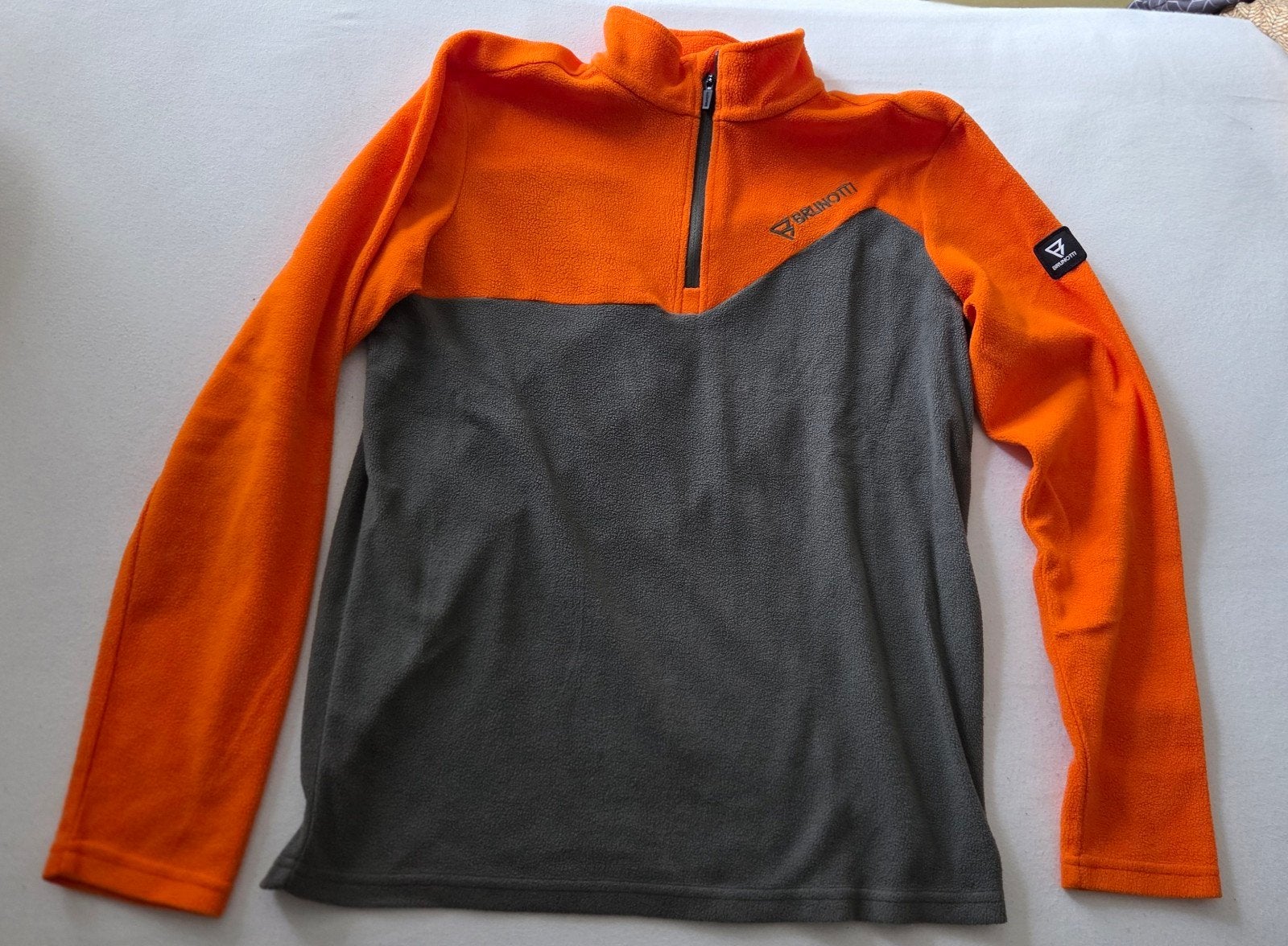 2x Brunotti fleece trui oranje/grijs maat 164, Ophalen of Verzenden, Zo goed als nieuw, Jongen, Trui of Vest