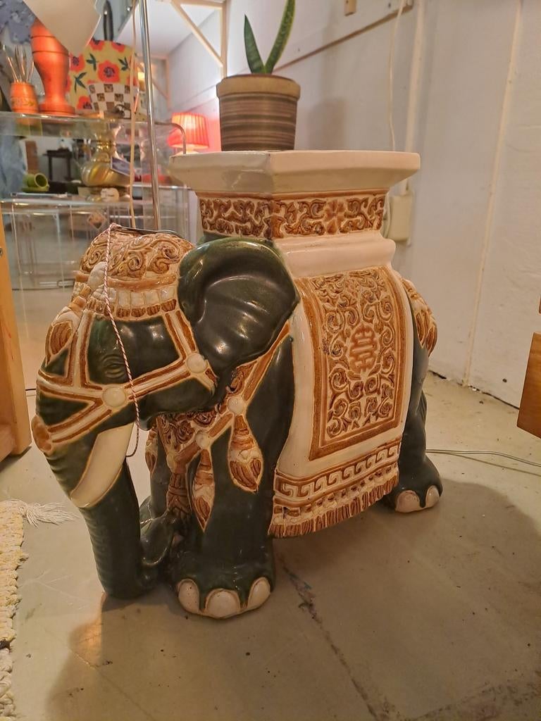 Vintage Keramieken Plantenstandaard Olifant, Ophalen of Verzenden