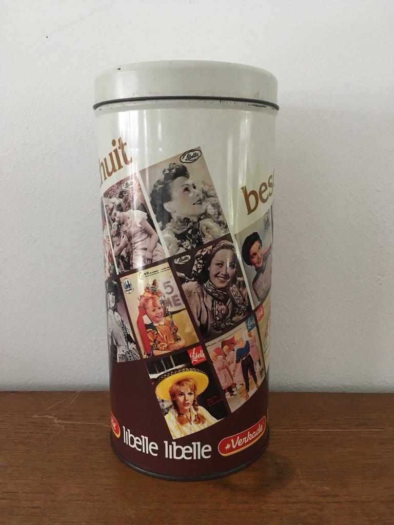Verkade Libelle beschuitbus blikken retro vintage, Verzamelen, Blikken, Verzenden, Gebruikt, Beschuit, Verkade