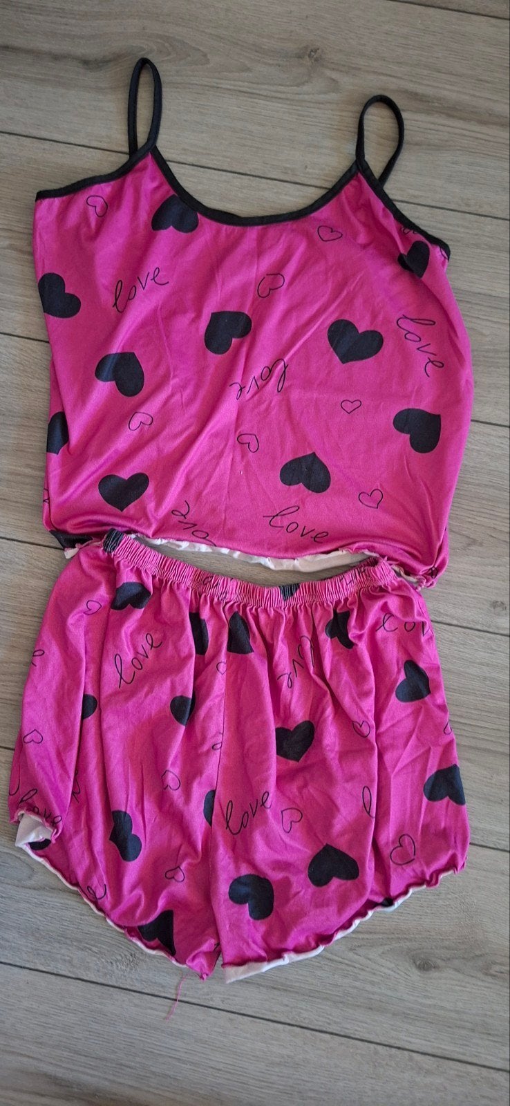 Roze pyjama met hartjespatroon - Maat XL, Ophalen of Verzenden, Zo goed als nieuw, Maat 46/48 (XL) of groter
