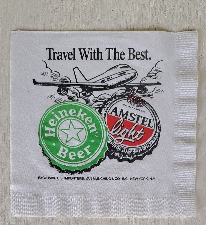Heineken/Amstel Servet uit de U.S.A., Ophalen of Verzenden, Nieuw, Reclamebord, Plaat of Schild, Heineken