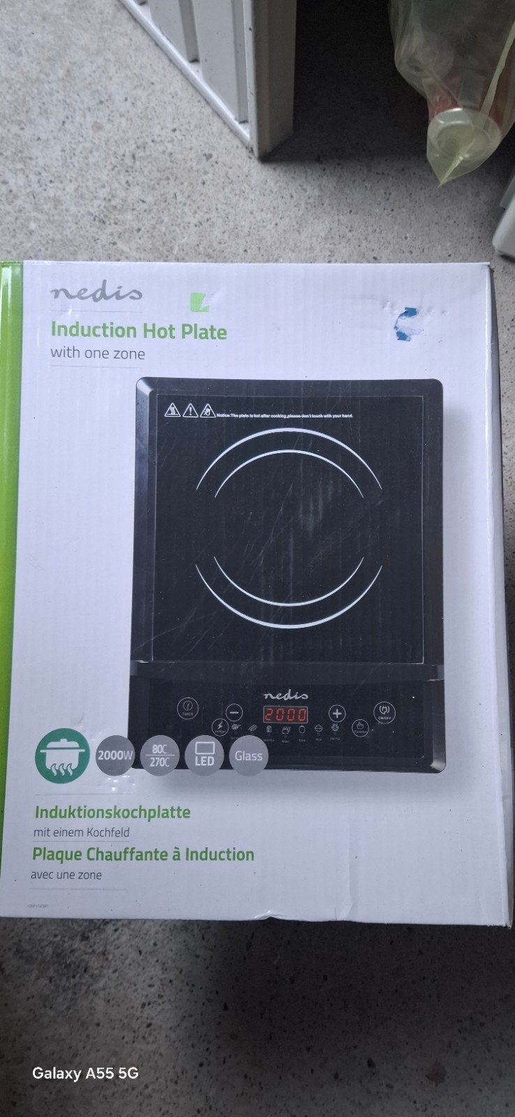 Inductiekookplaat nieuw indoos - 1 Zone, 2000W, Nieuw, 3 kookzones of minder, Ophalen of Verzenden, Energieklasse A of zuiniger