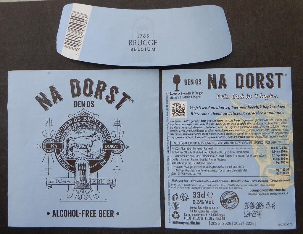Bieretiket Na Dorst Brouwerij Den Os (12t7), Verzenden, Gebruikt, Overige typen, Overige merken