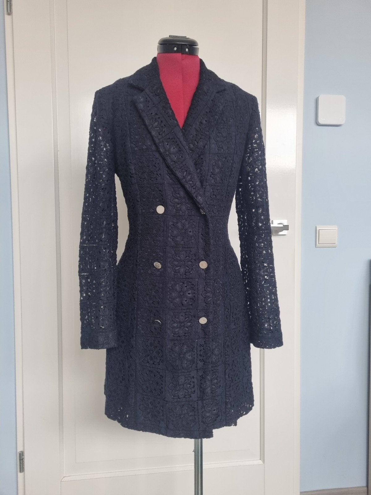 Claudie Pierlot Blazerjurk Marineblauw Kanten Stof, Claudie Pierlot, Ophalen of Verzenden