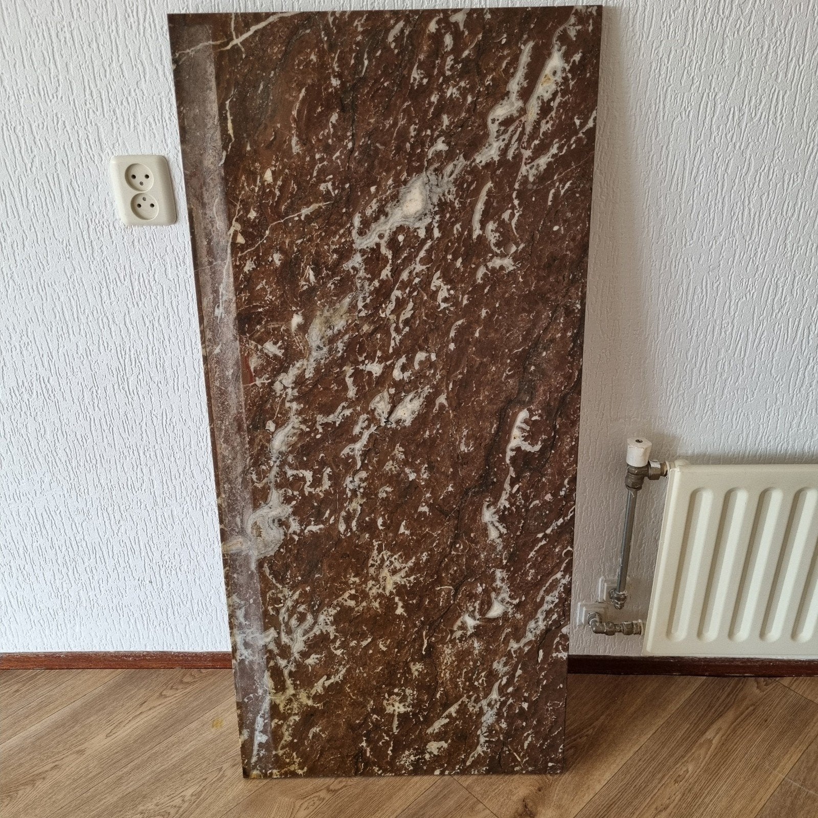 Marmeren blad 119x55x2 cm - Bruin met witte aders, Ophalen, Overige materialen, Gebruikt, 100 tot 150 cm
