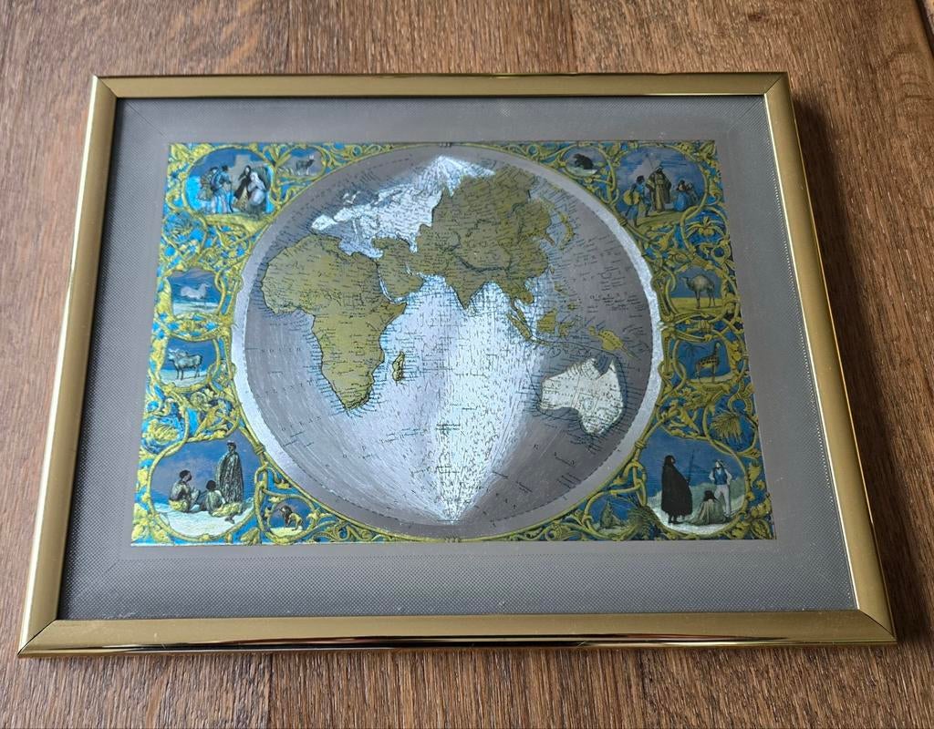 2 schilderijtjes 25 x 20 cm met wereldbeelden uit de 17e eeu, Antiek en Kunst, Kunst | Schilderijen | Klassiek, Ophalen of Verzenden