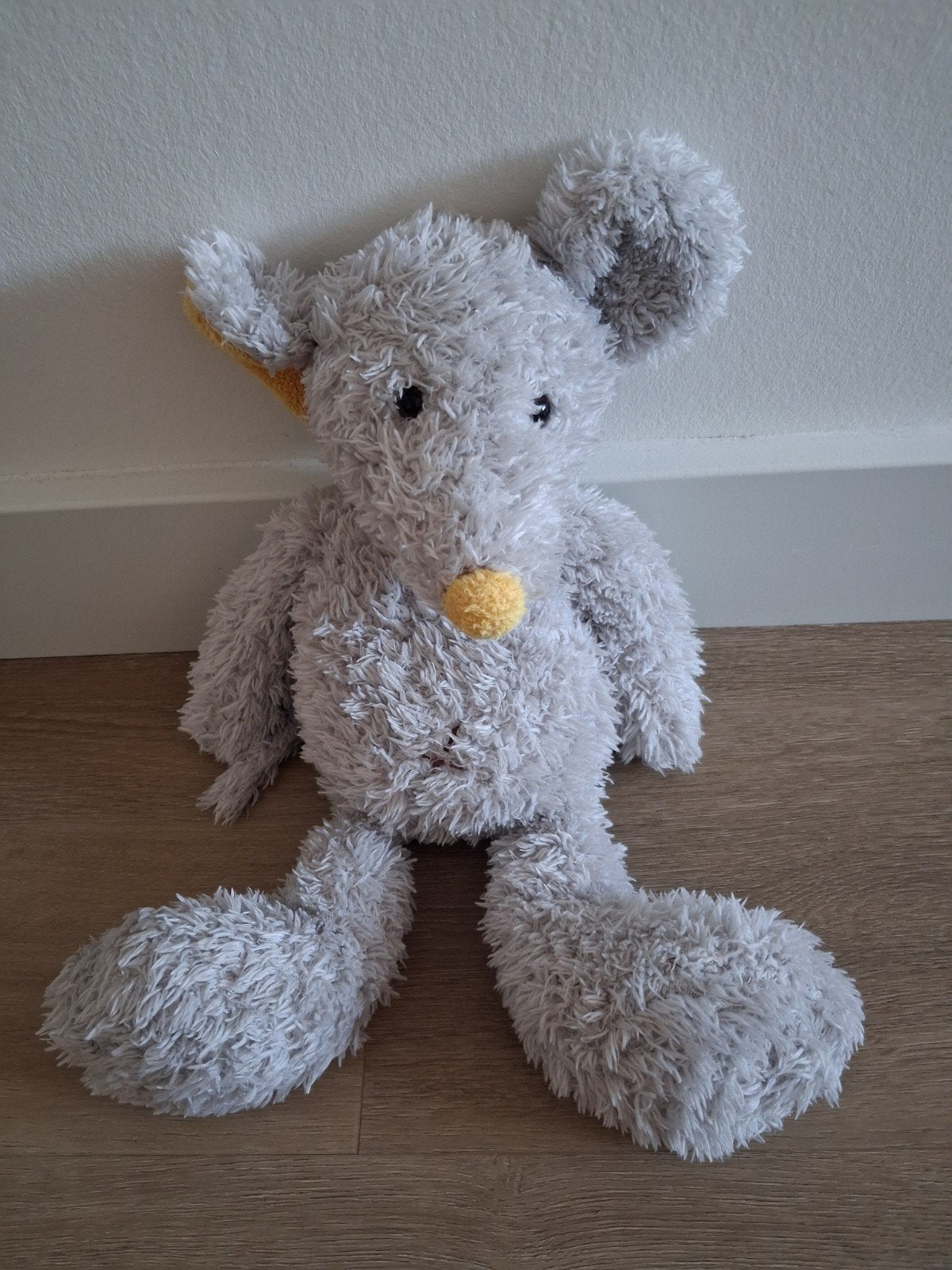 Knuffel muis Happy Horse grijs vintage gele neus L1768, Ophalen of Verzenden, Zo goed als nieuw, Overige typen