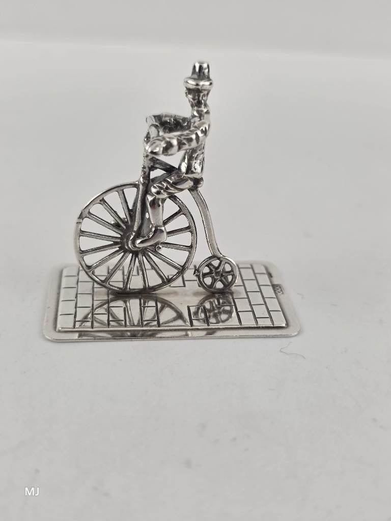 Zilveren miniatuur Hoge bi/Velocycle                    Z209, Antiek en Kunst, Ophalen of Verzenden, Zilver