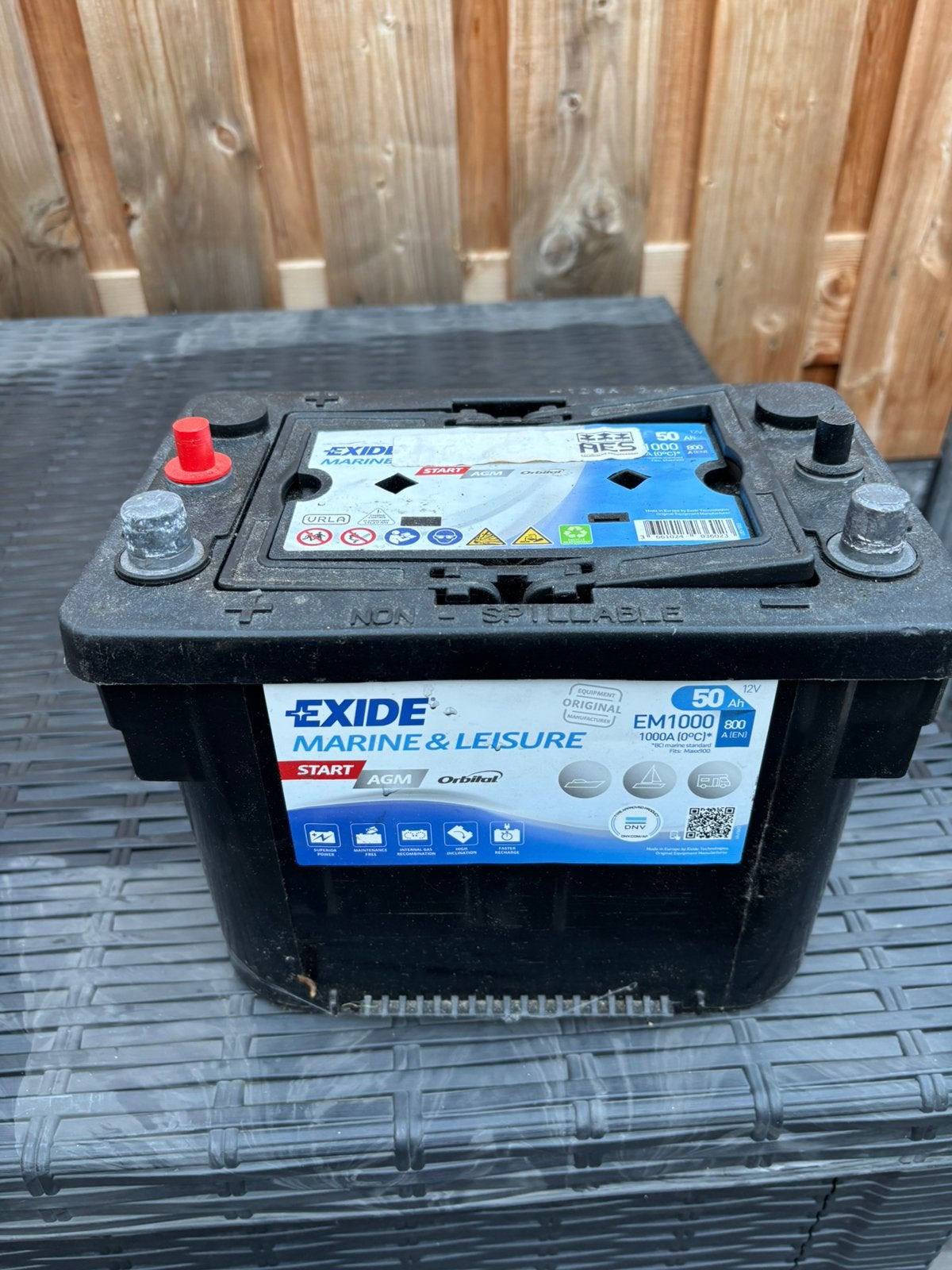 Exide EM1000 Orbital Start AGM 12v 50Ah Accu Marine Boot, Gebruikt