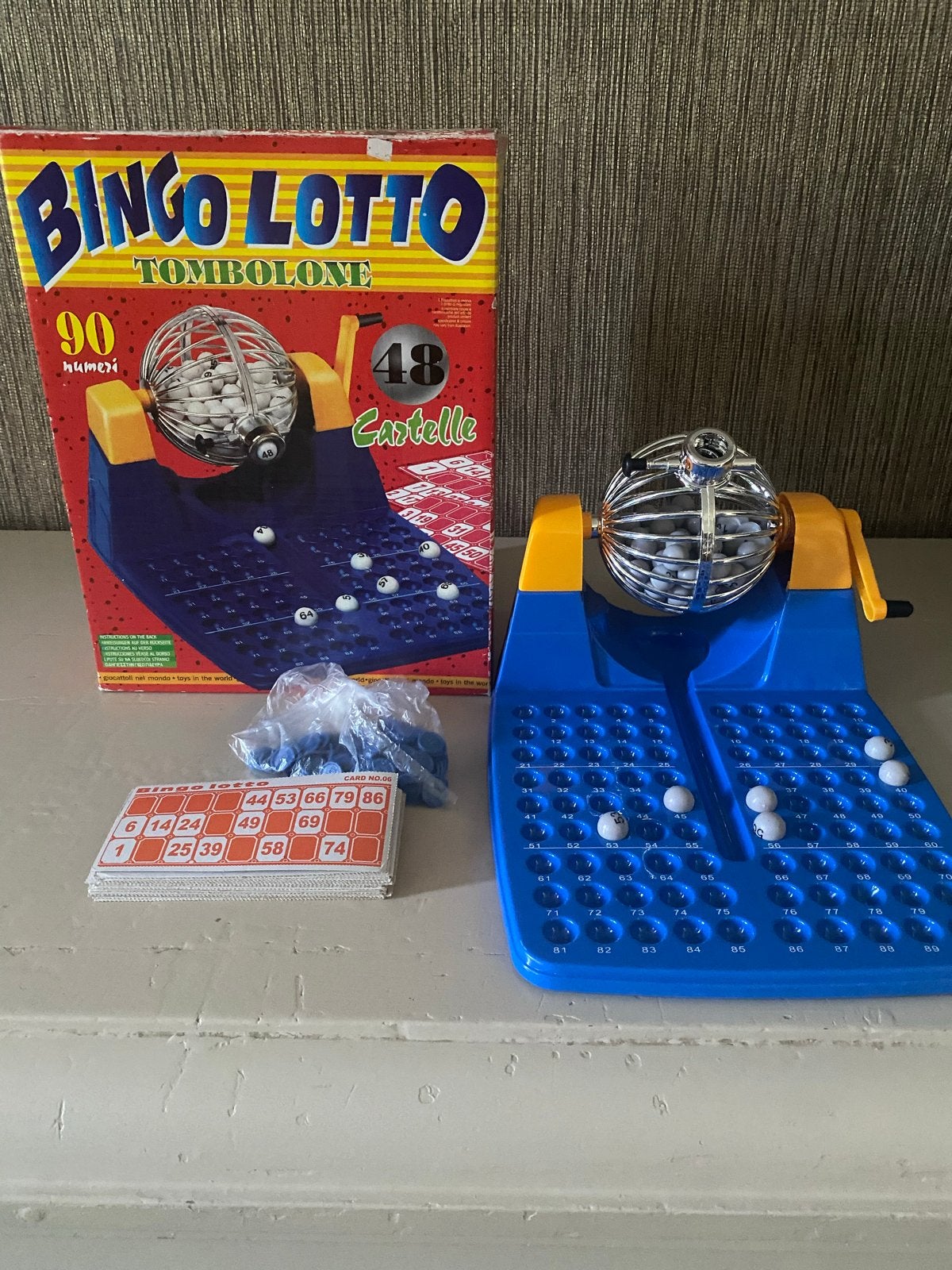 Bingo Lotto Tombolone Spel - Compleet met 90 Nummers, Drie of vier spelers, Ophalen of Verzenden, Gebruikt