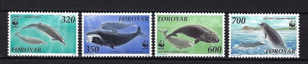WWF Faröer Mi. 203/206 postfris (walvissen), Postzegels en Munten, Ophalen of Verzenden, Postfris, Dier of Natuur