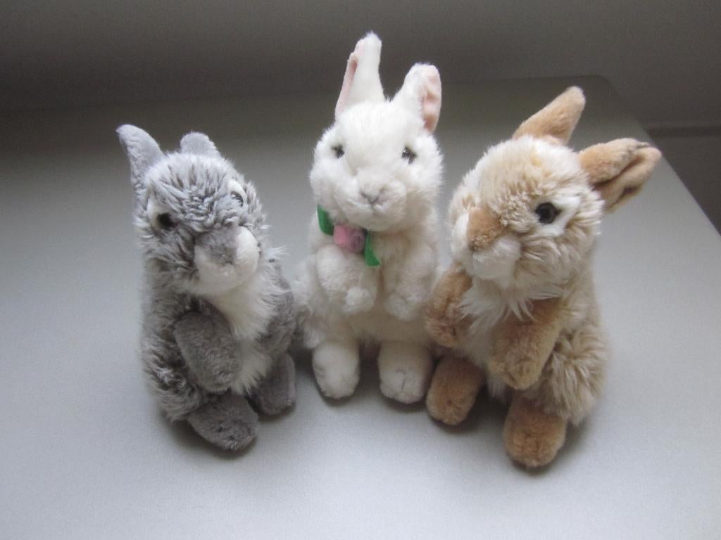 Uni-Toys 4x kleine zacht pluche konijn knuffels nieuw, Kinderen en Baby's, Speelgoed | Knuffels en Pluche, Ophalen of Verzenden