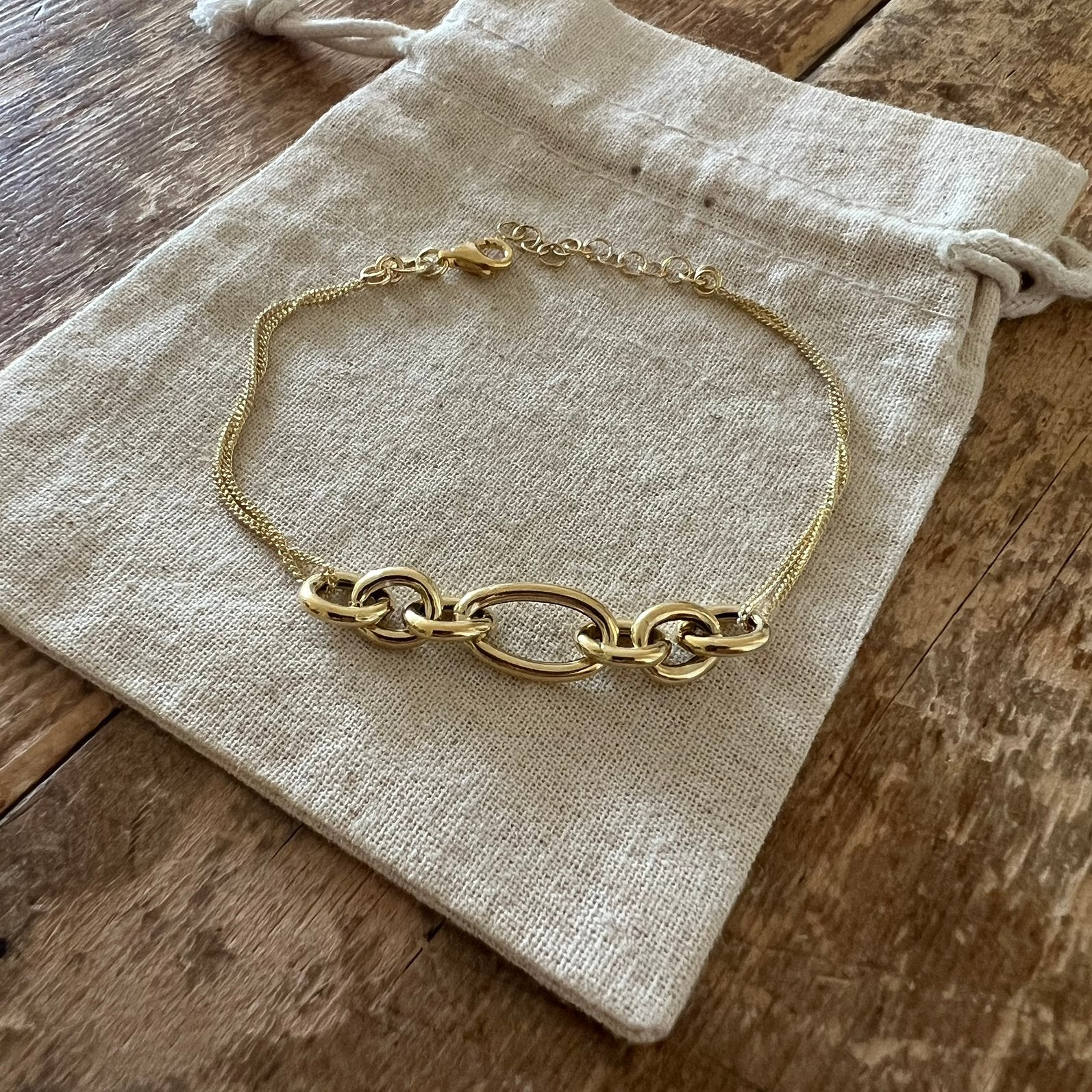 Zilveren 925 goud vergulde armband, Verzenden, Zo goed als nieuw, Goud, Zilver