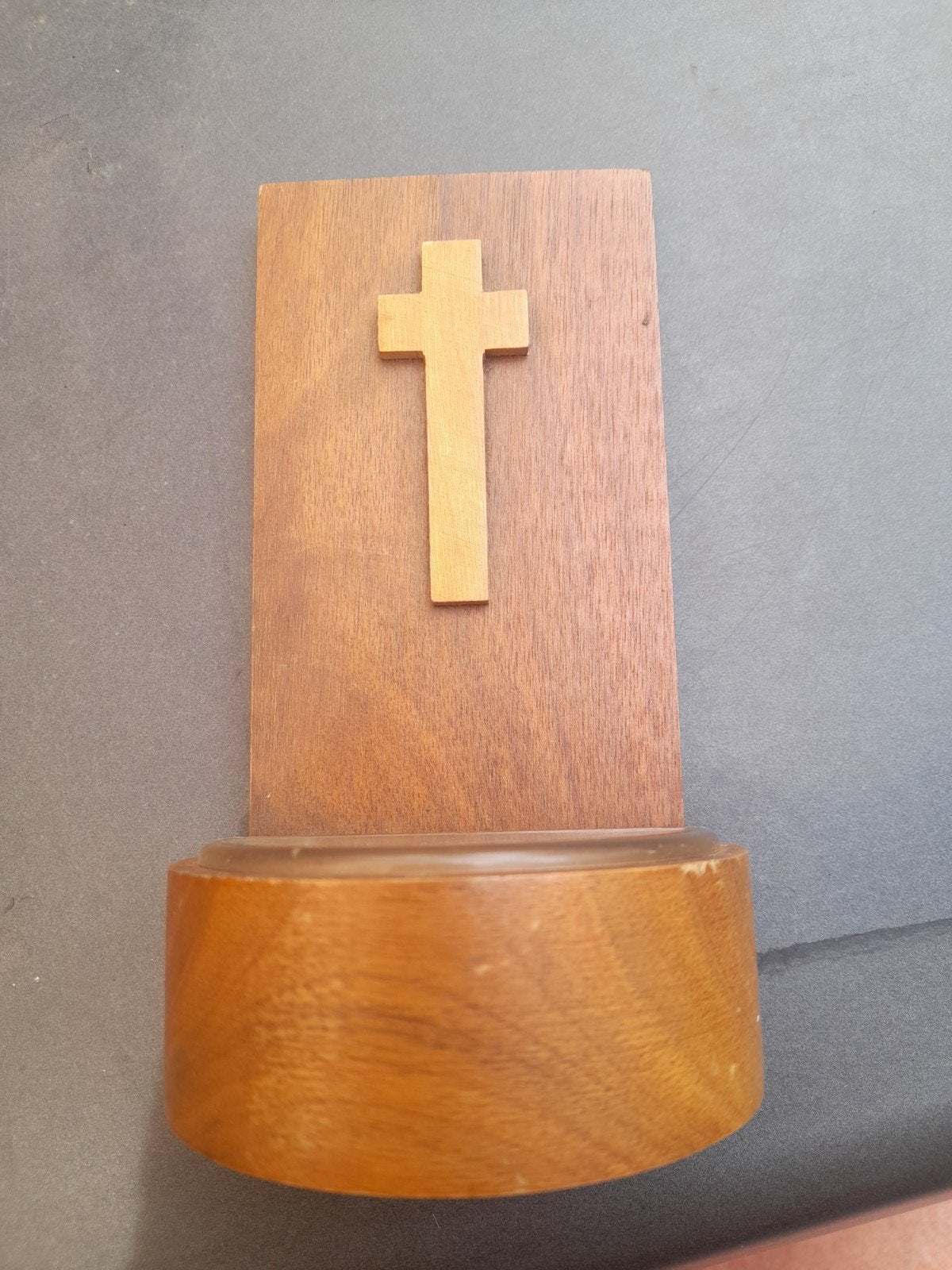 Houten wijwatervat met kunststof bakje, Antiek en Kunst, Ophalen of Verzenden