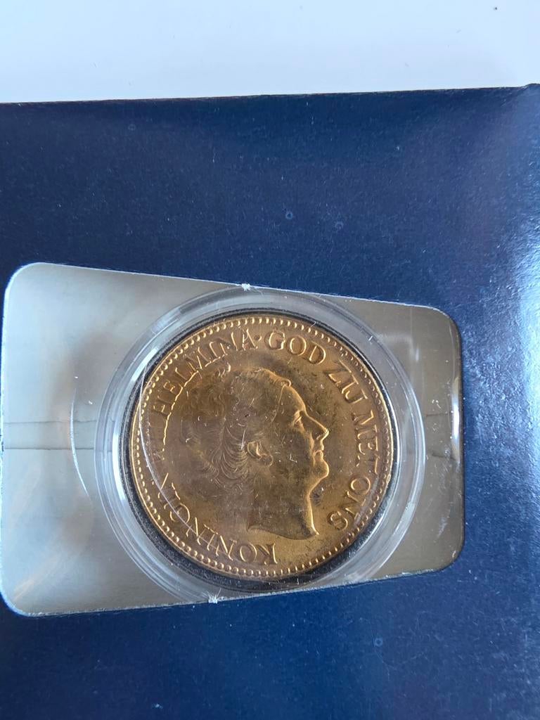 WILHELMINA, TIEN GULDEN GOUD 1925, Koningin Wilhelmina, Losse munt, 10 gulden, Goud