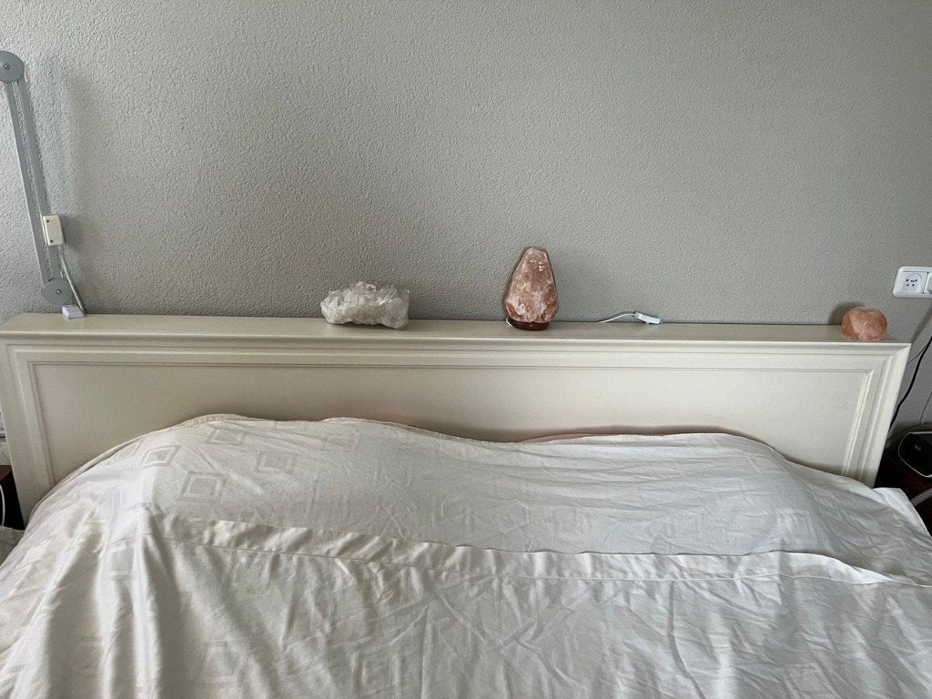 Achterwand bed crème kleur, Huis en Inrichting, Slaapkamer | Bedden, Ophalen, Gebruikt, 90 cm, 210 cm