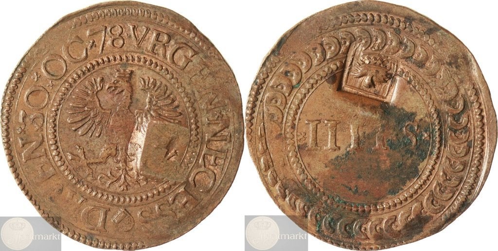 Overijssel - Noodgeld - 4 Stuivers 1578 'Rijksstad Deventer', Postzegels en Munten, Munten | Nederland, Ophalen of Verzenden, Vóór koninkrijk
