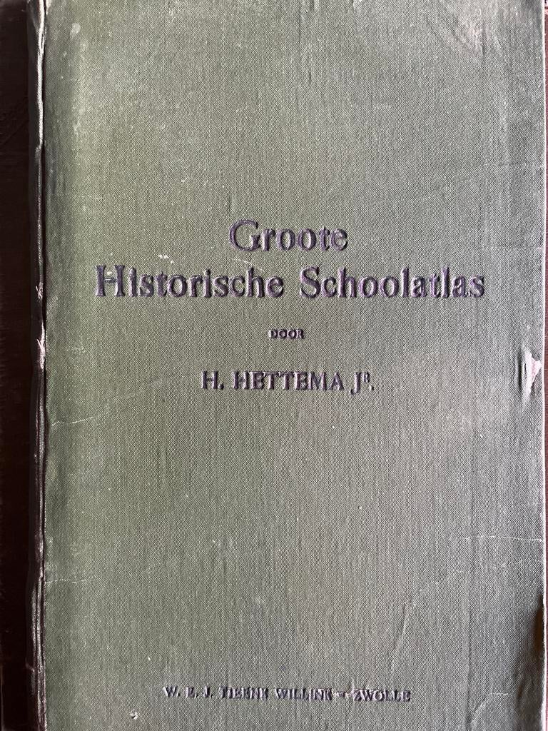 Grote Historische Schoolatlas H. Hettema Jr. (ca. 1920), Gelezen, Overige atlassen, Ophalen of Verzenden, 1800 tot 2000