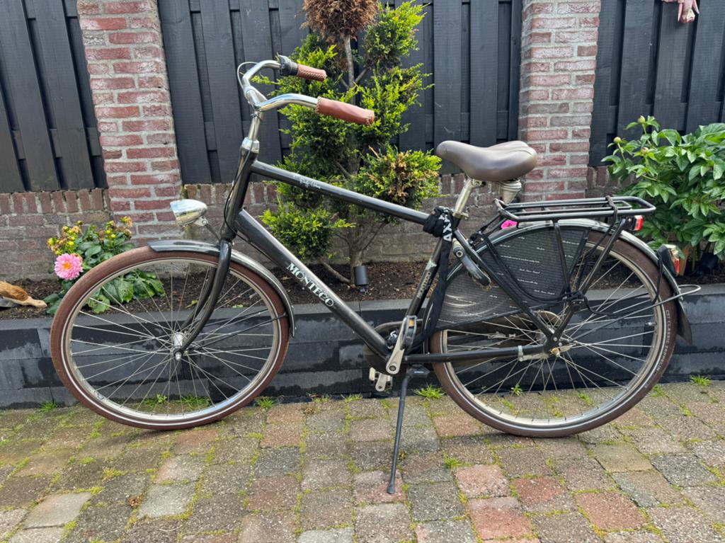 Herenfiets montego., Fietsen en Brommers, Fietsen | Heren | Herenfietsen, Gebruikt, Overige merken, Versnellingen, Terugtraprem