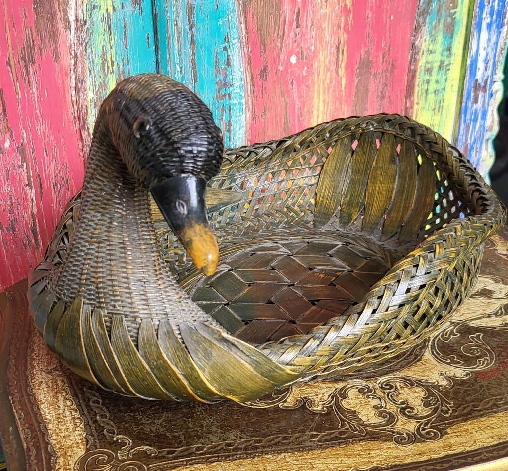 Vintage/Boho/Rotan/Schaal/Zwaan, Ophalen of Verzenden