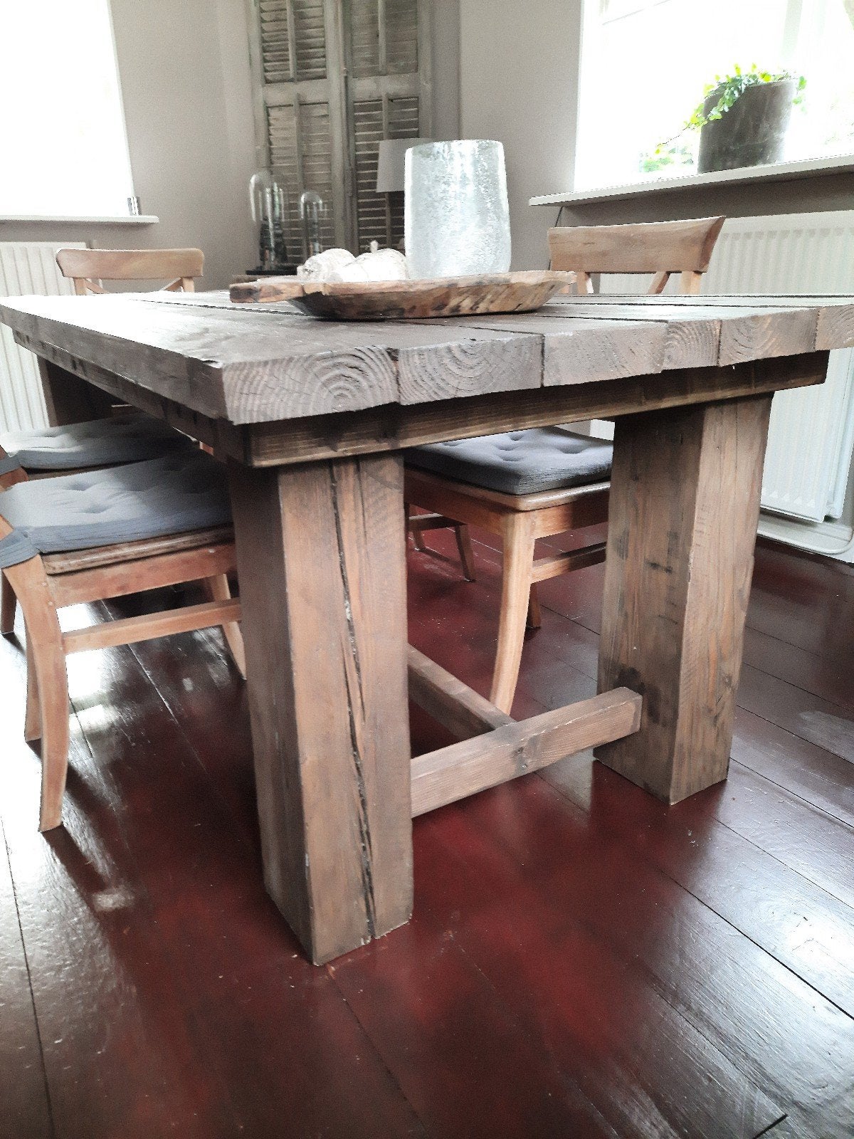 Robuuste eettafel stamtafel tuintafel grote tafel stoer, Ophalen, Gebruikt, 200 cm of meer, 50 tot 100 cm
