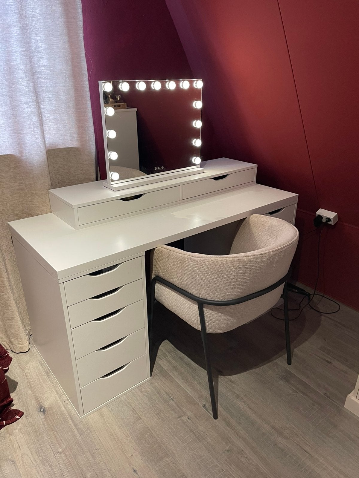 Bureau setup met spiegel en stoel compleet, Huis en Inrichting, Bureaus, Ophalen, Zo goed als nieuw