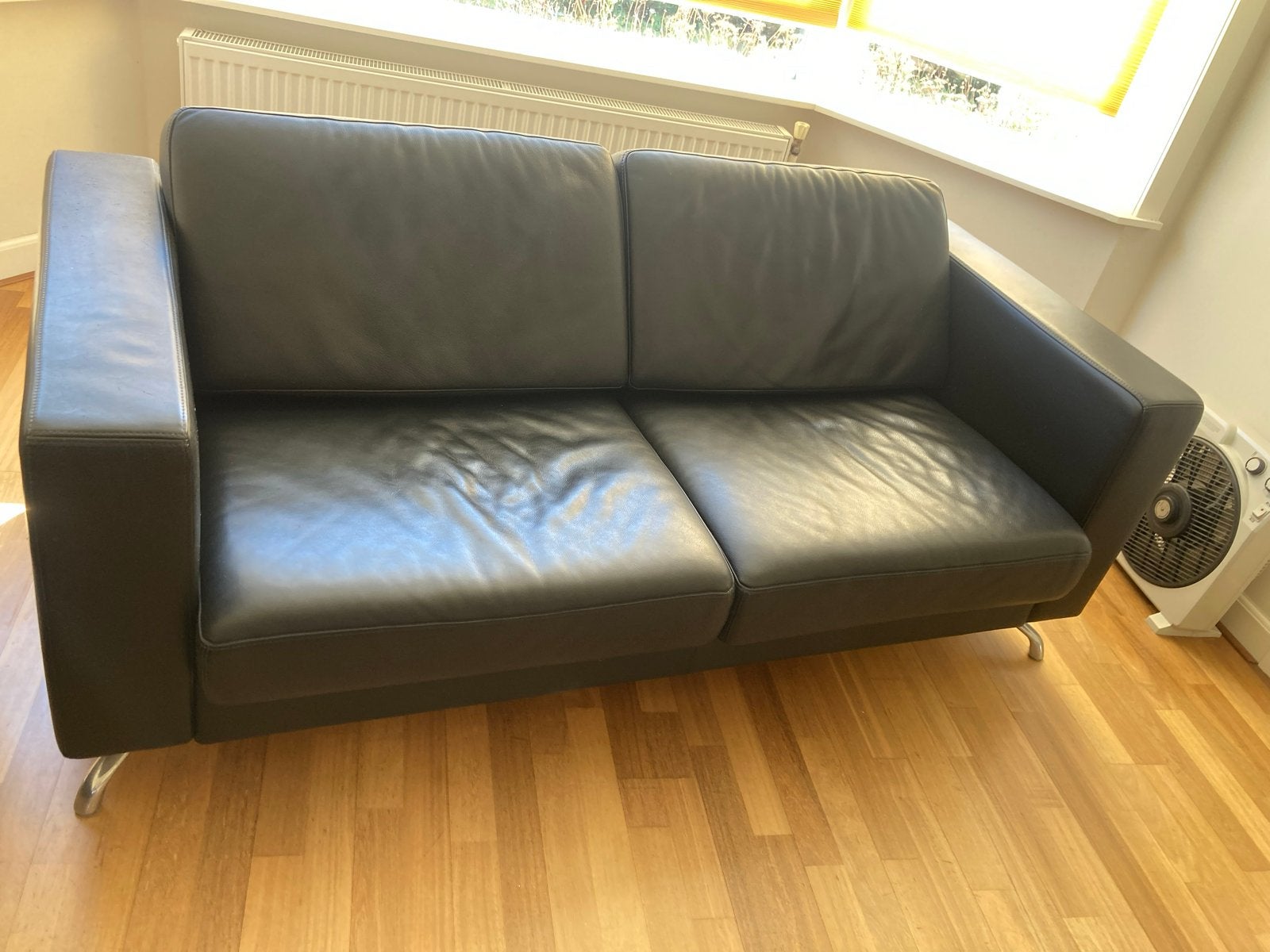 Zwarte banken van leer - Perida - TOT 22 AUG, Ophalen, Gebruikt, 200 tot 250 cm, Vierpersoons of meer