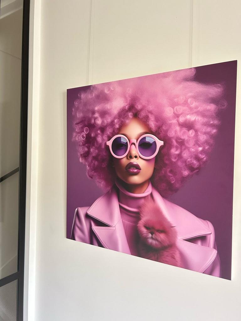 Expositie stuk op Forex roze kunstwerk 80 x 78,5 cm, Ophalen of Verzenden