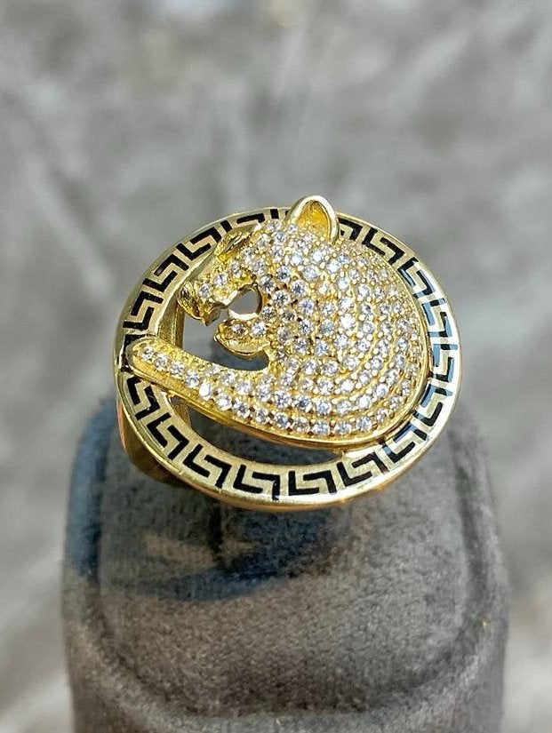 14k Gouden Panter Ring, 20 of groter, Nieuw, Ophalen of Verzenden, Dame of Heer