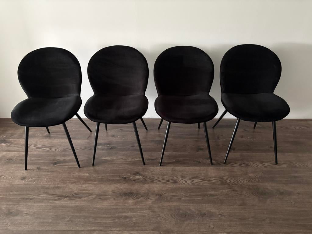 WOOOD Eetkamerstoelen, Ophalen of Verzenden, Zo goed als nieuw, Zwart, Stof