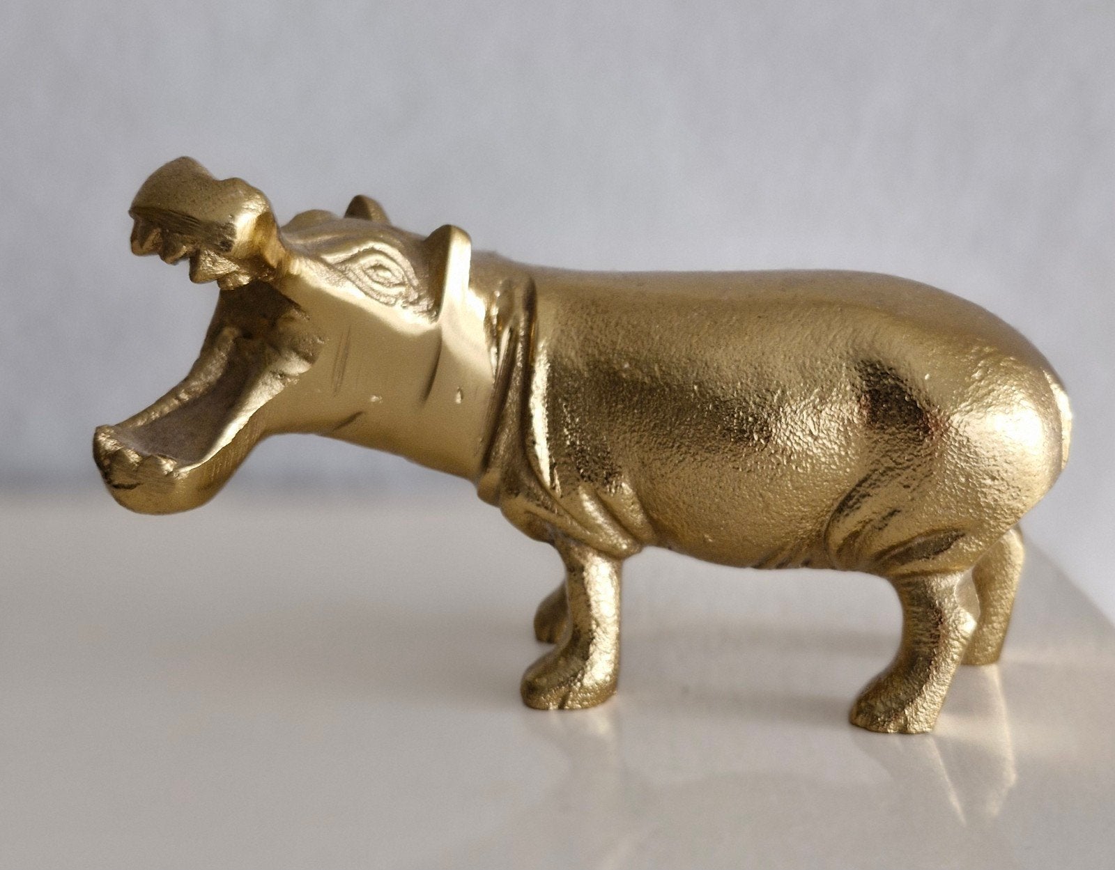 Goudkleurig metalen Nijlpaard, Ophalen of Verzenden, Zo goed als nieuw, Dier
