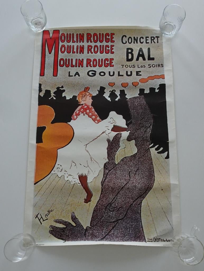 Vintage Poster Moulin Rouge : La Goulue, Ophalen, Rechthoekig Staand, Zo goed als nieuw, A1 t/m A3
