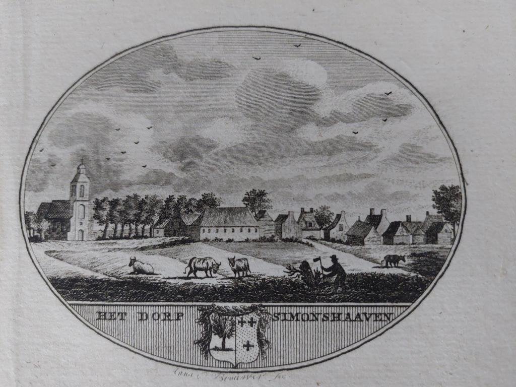 31 Simonshaven Nissewaard Gravure uit 1793 Oleffen & Bakker, Ophalen of Verzenden