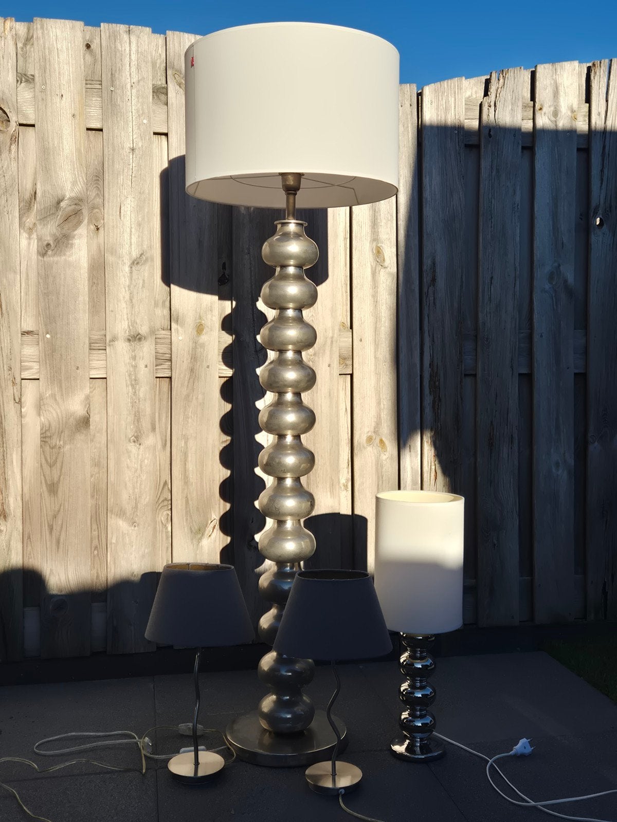 Set van 4 lampen: 1 staande lamp en 3 tafellampen, Modern, Decoratief, Gebruikt, 200 cm of meer, Metaal