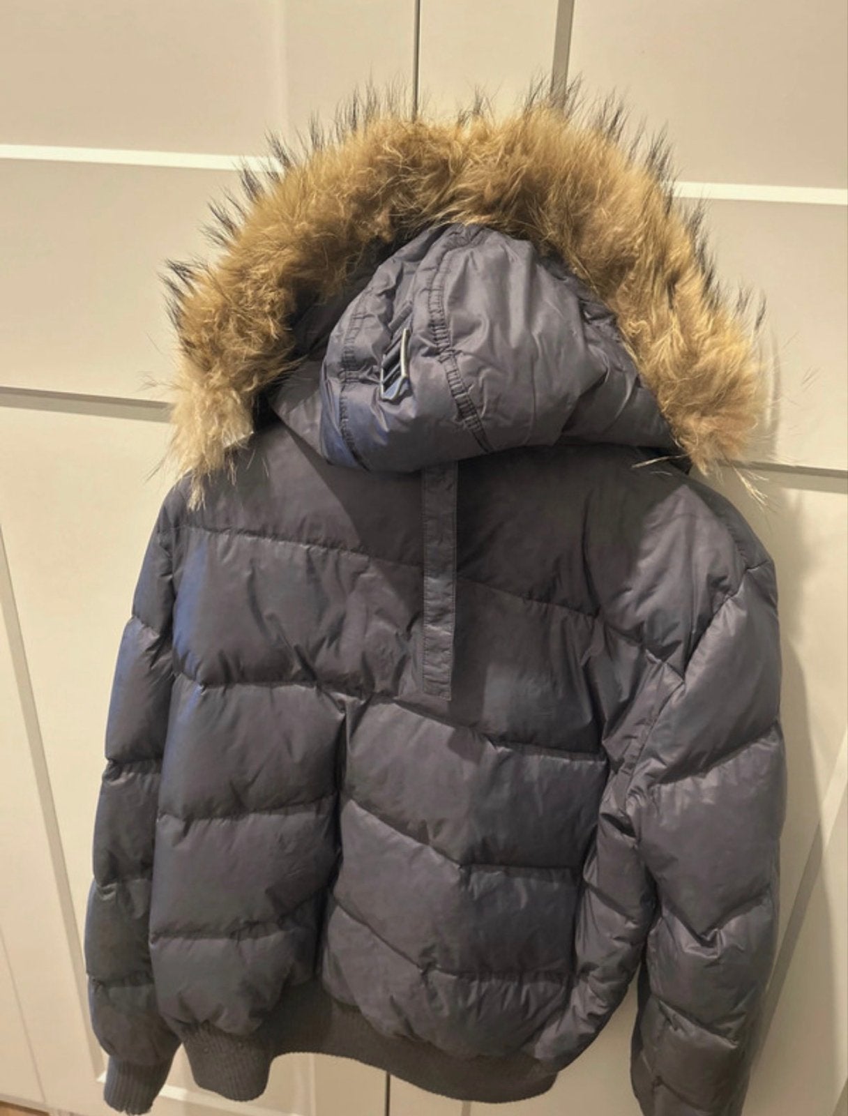 Moscow jas met bontkraag, Kleding | Dames, Ophalen of Verzenden, Gedragen, Maat 42/44 (L), Grijs