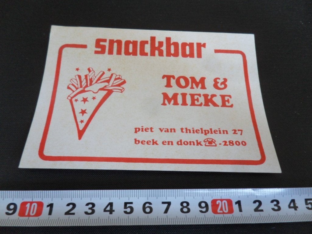 sticker beek en donk snackbar tom & mieke van thielplein 27, Verzamelen, Ophalen, Zo goed als nieuw
