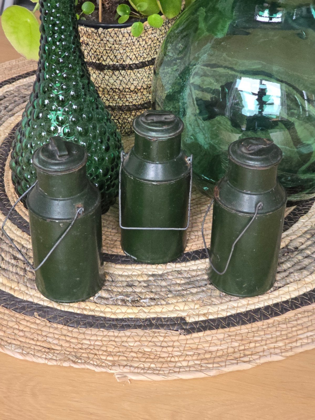 3 zeldzame antieke kleine groene (kruit) bussen €25, Ophalen of Verzenden