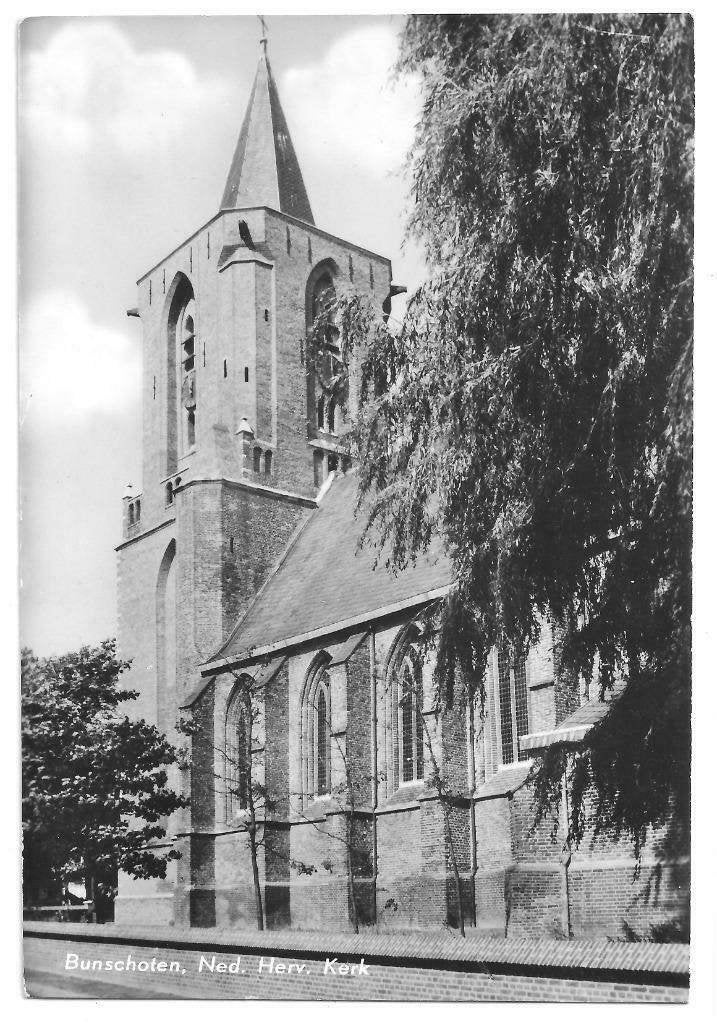AK Bunschoten - Ned. Herv. Kerk, toren Catherinakerk, Verzamelen, Verzenden, 1940 tot 1960, Ongelopen, Utrecht
