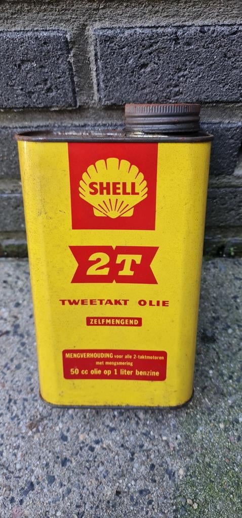 Vintage Shell 2T Tweetakt Olie Blik - Vol en Origineel, Ophalen, Gebruikt