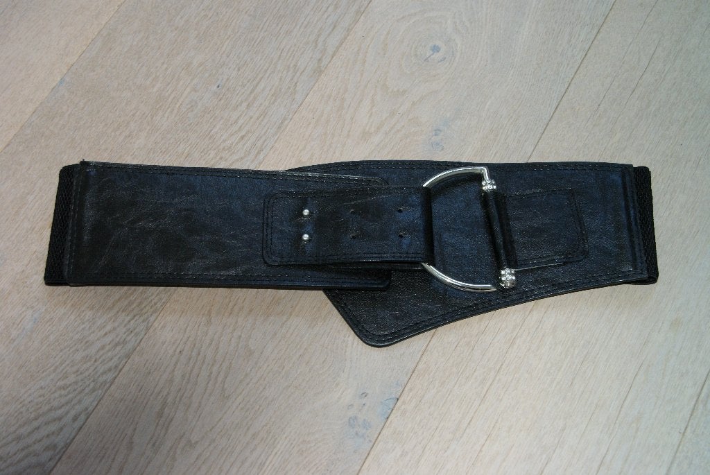 Te koop: Riem, heupriem of tailleriem, zwart, siersteentjes, Kleding | Dames, Riemen en Ceinturen, 5 cm of meer, Zwart, Tailleriem