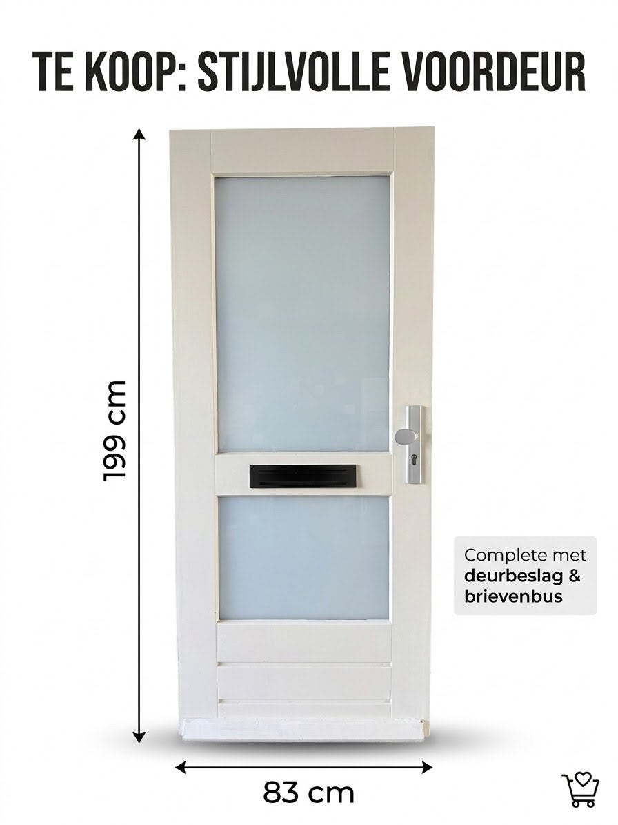 Voordeur 199x83 cm - Glas, Deurbeslag en Brievenbus, Doe-het-zelf en Verbouw, Deuren en Horren, Ophalen, 80 tot 100 cm, Minder dan 200 cm