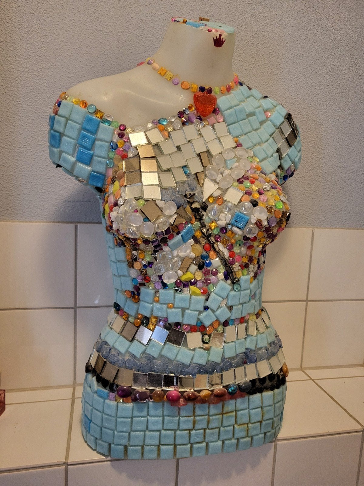 Unieke mozaïek buste - Handgemaakt kunstwerk, Ophalen, Buste, 50 - 100 cm, Handgemaakt