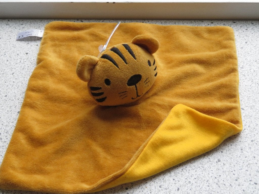 Knuffeldoek tijger van Kruidvat merk Bambino donker gele, Kinderen en Baby's, Ophalen of Verzenden, Zo goed als nieuw, Wasbaar