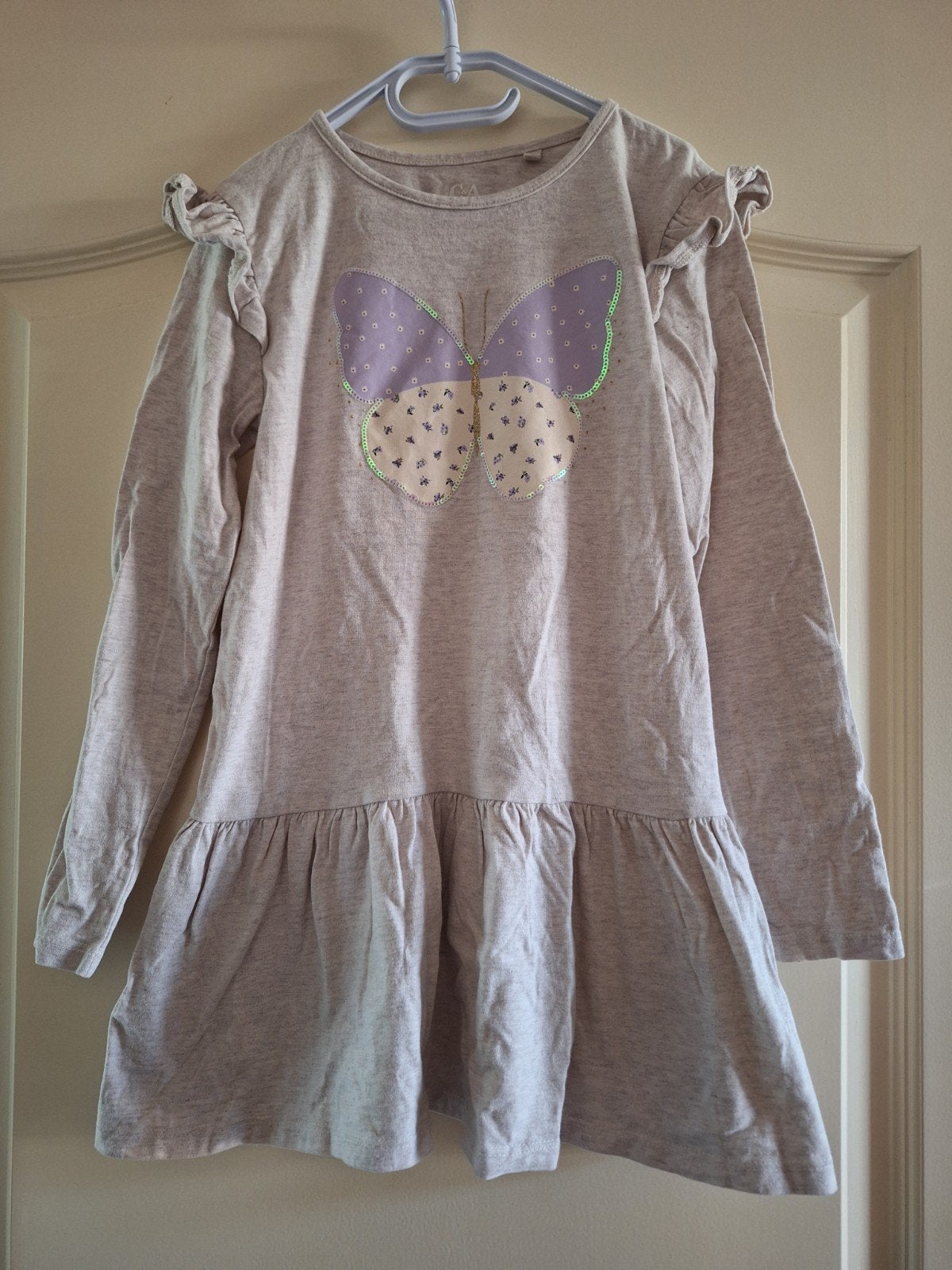 C&A Jurkje met Vlinderopdruk (Maat 140), Kinderen en Baby's, Kinderkleding | Maat 140, Gebruikt, C&A, Meisje, Ophalen of Verzenden