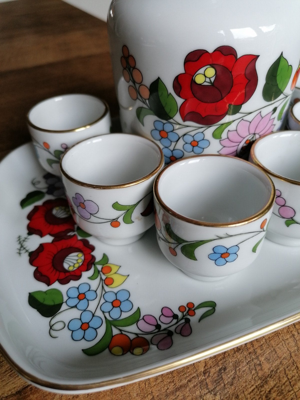 Vintage Kalocsa lika porseleinen drankset, Antiek en Kunst, Ophalen of Verzenden