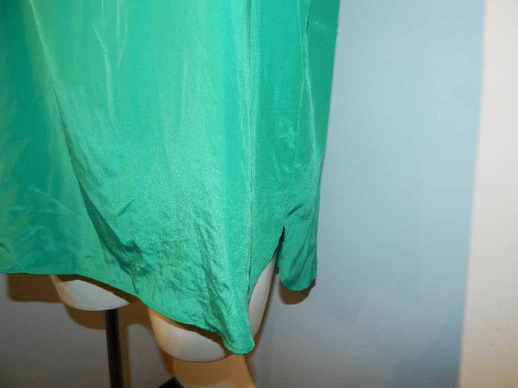Marccain appeltjes groene top zijde achtig ritsje hanger M, Kleding | Dames, Maat 38/40 (M), Verzenden, Zonder mouw, Gedragen