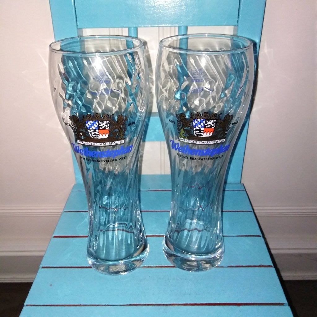 Weihenstephen bierglazen 0,5 liter 2 stuks, Ophalen, Zo goed als nieuw, Glas of Glazen, Overige merken