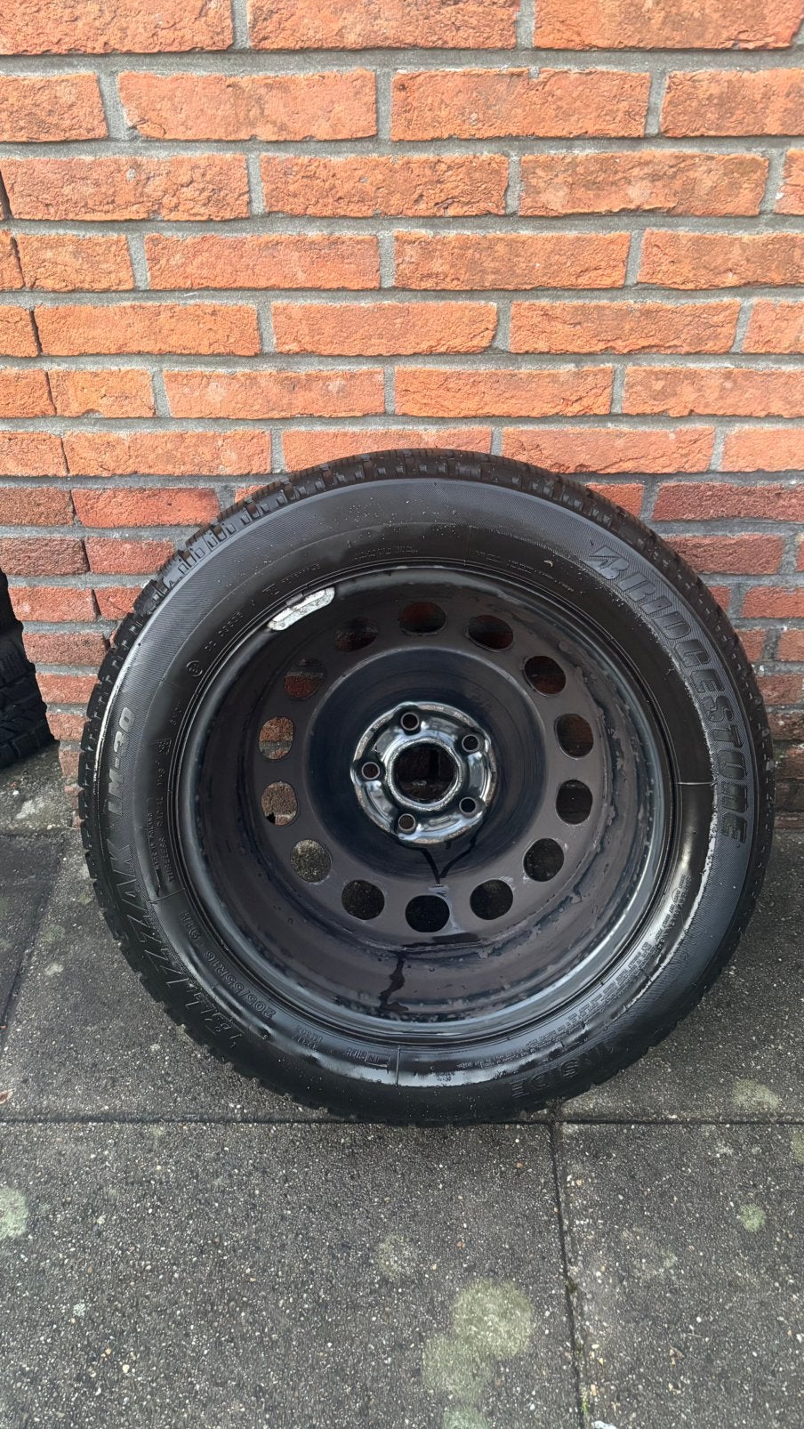 16 inch stalen velgen met Bridgestone Blizzak Lm-30, Ophalen, Gebruikt, 16 inch, Banden en Velgen