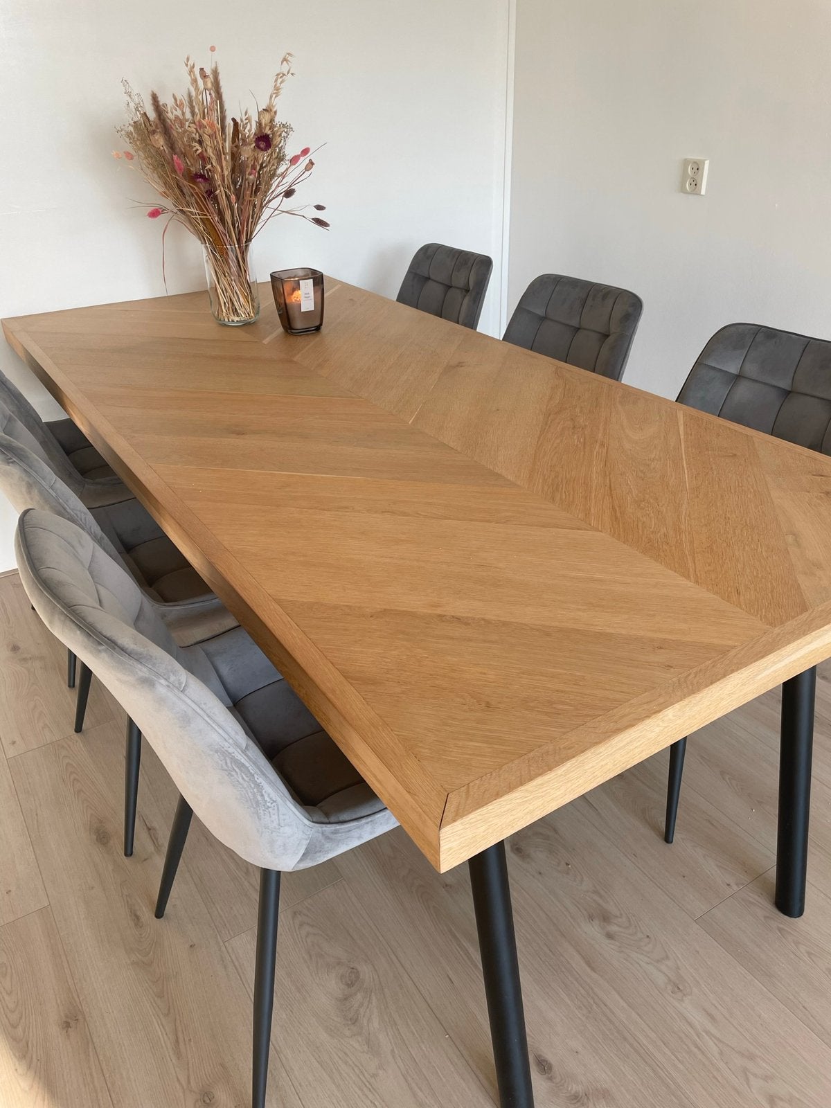 Massief eiken tafel 220 x 100, Huis en Inrichting, Ophalen, 100 tot 150 cm, 200 cm of meer, Zo goed als nieuw